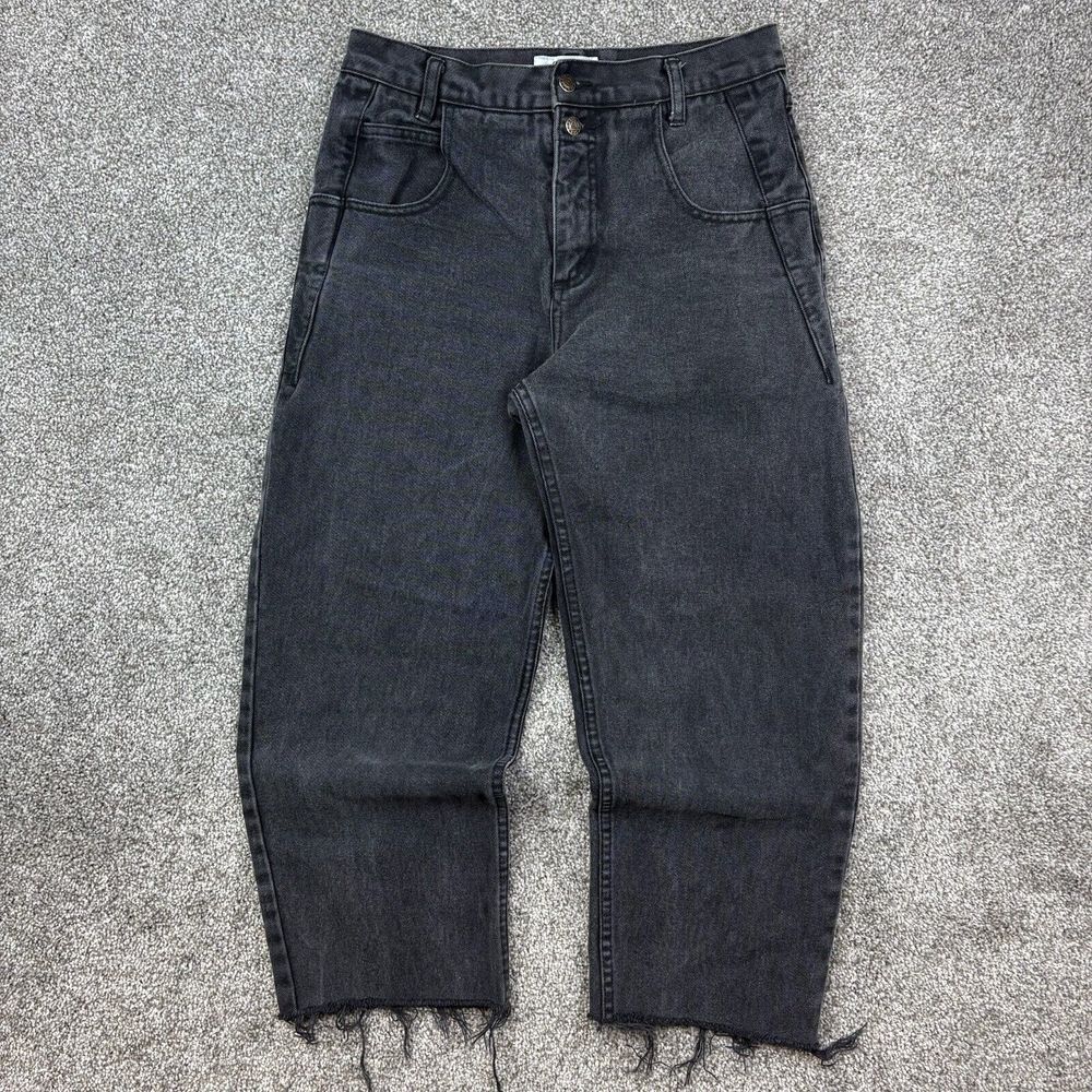 Vintage Guess Jeans Women 30 Black High Rise Waist Tapered Baggy Capri Cropped‎